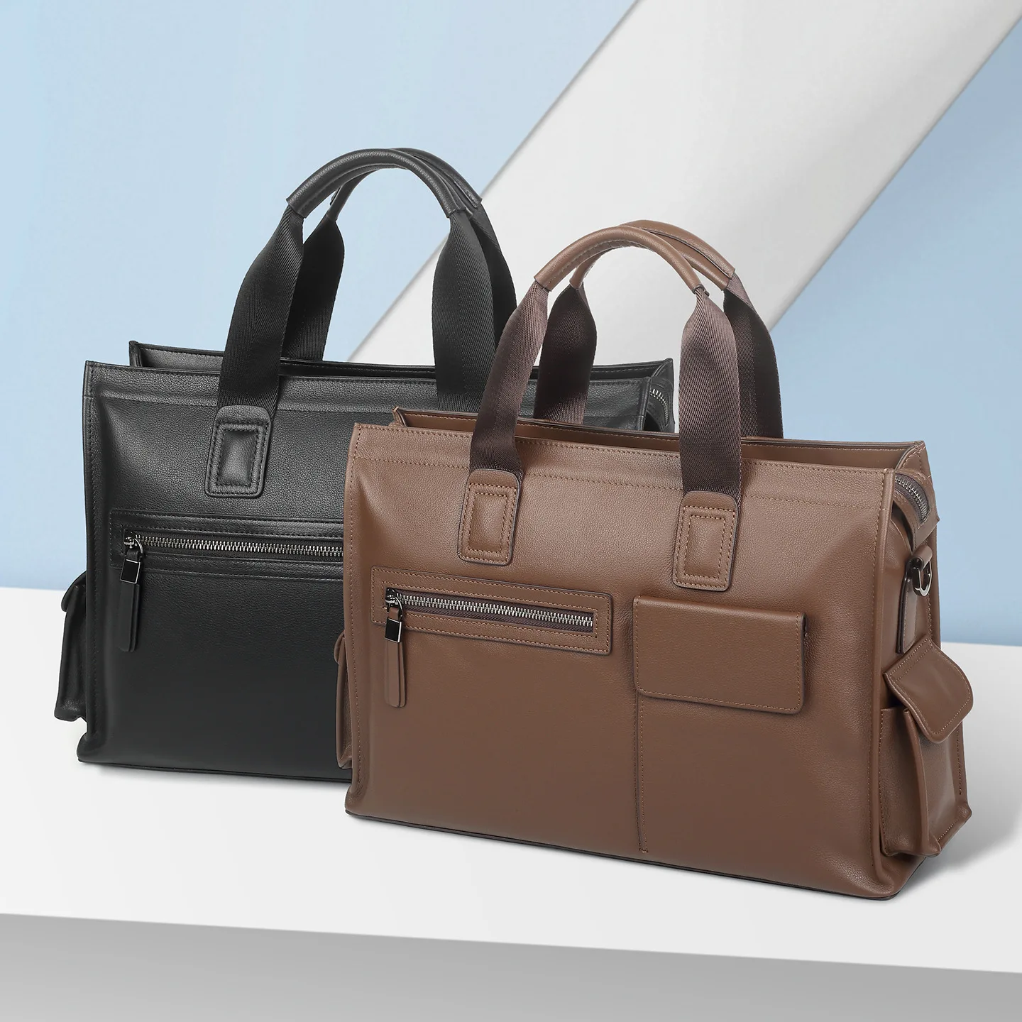 

New 2026 leather men's bag, casual, large capacity, fashionable, men's briefcase, computer bag, luxurious handbag, shoulder bag