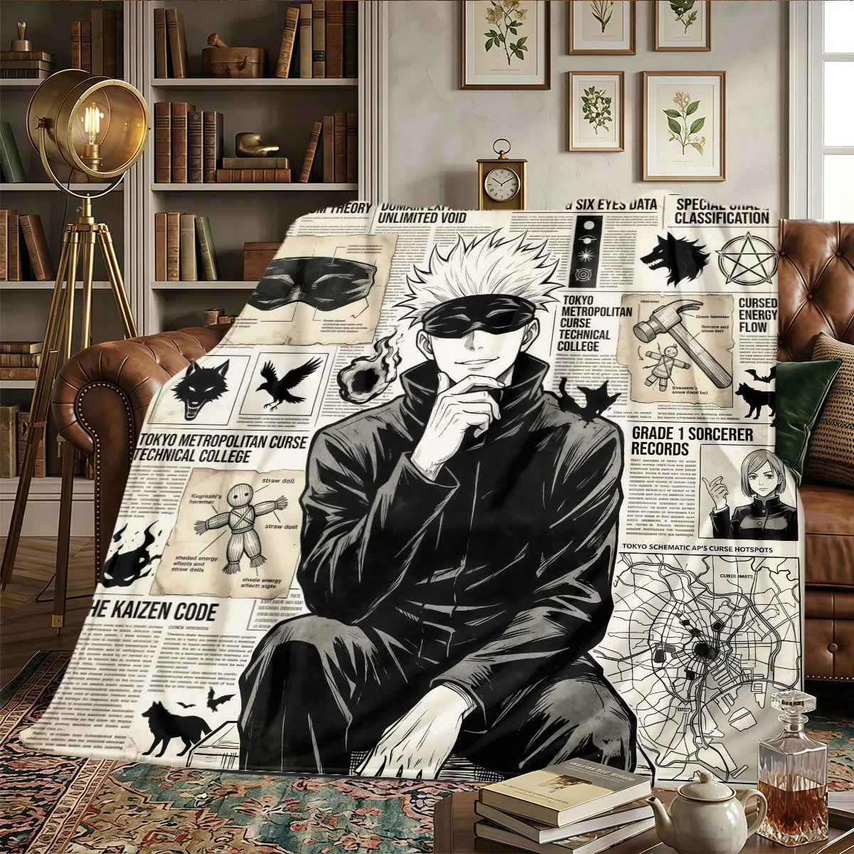 Jujutsu Kaisen Patterns Home Blanket High quality All Seasons for Beds Bedrooms Naps Warmth and Comfort Halloween Gifts -HE48