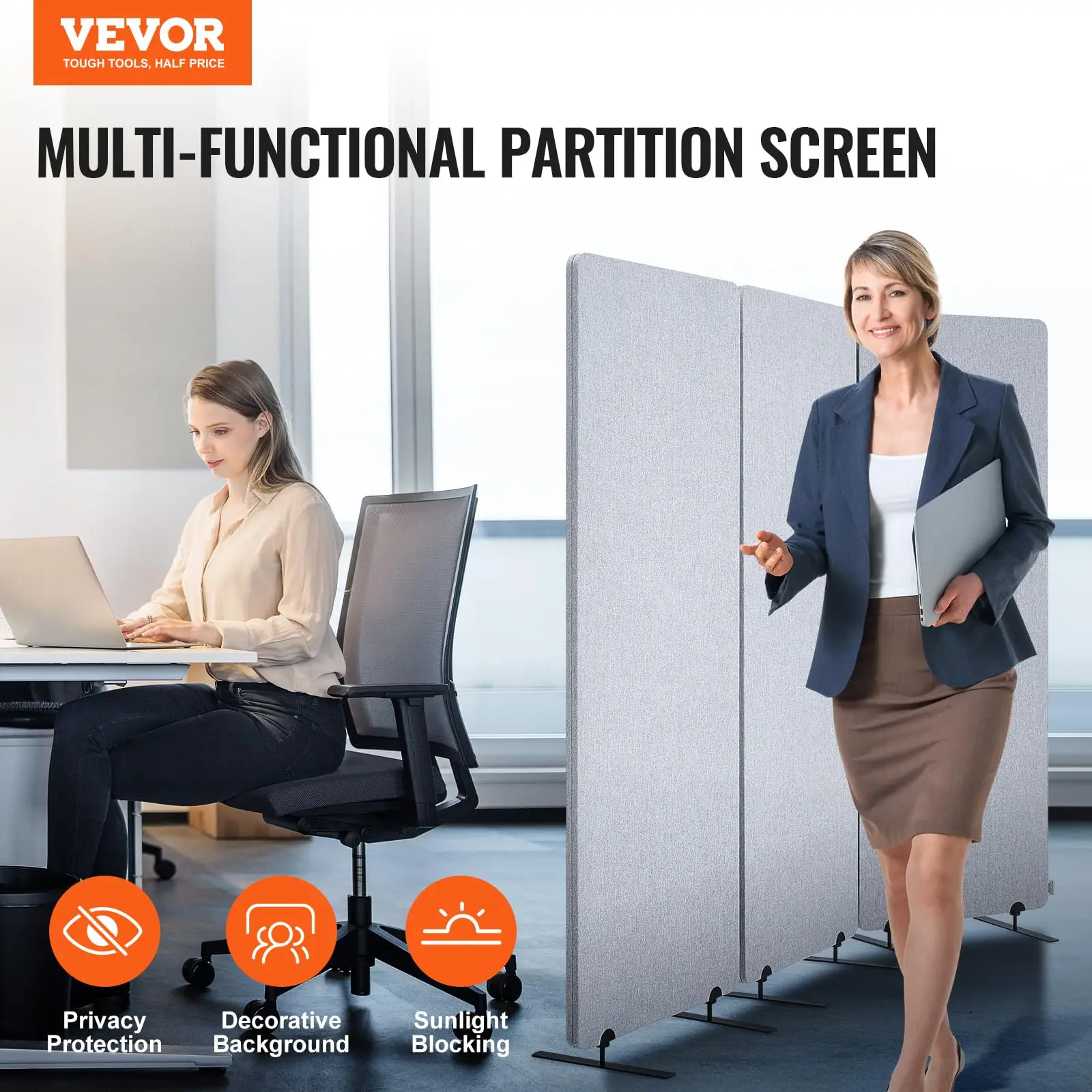 Office Partitions, 3 Panel PET Polyester Soundproof Room Sn, Folding Privacy Divider Portable Partition Divider for