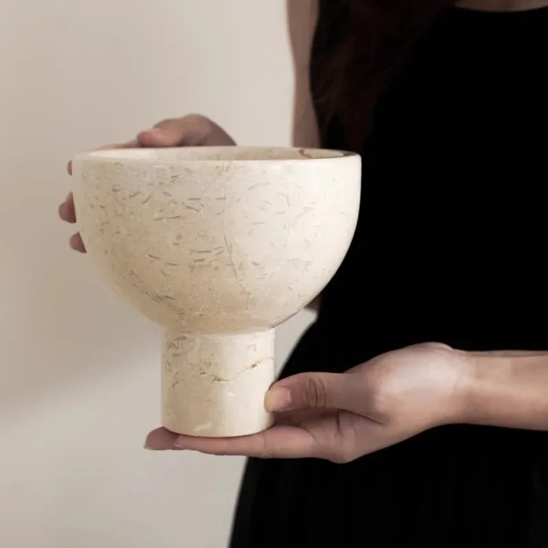 

Ваби-Саби, поднос для фруктов из натурального мрамора, высокое сервировочное блюдо для десертного стола, текстурированный центральный декор, каменная доска для хранения