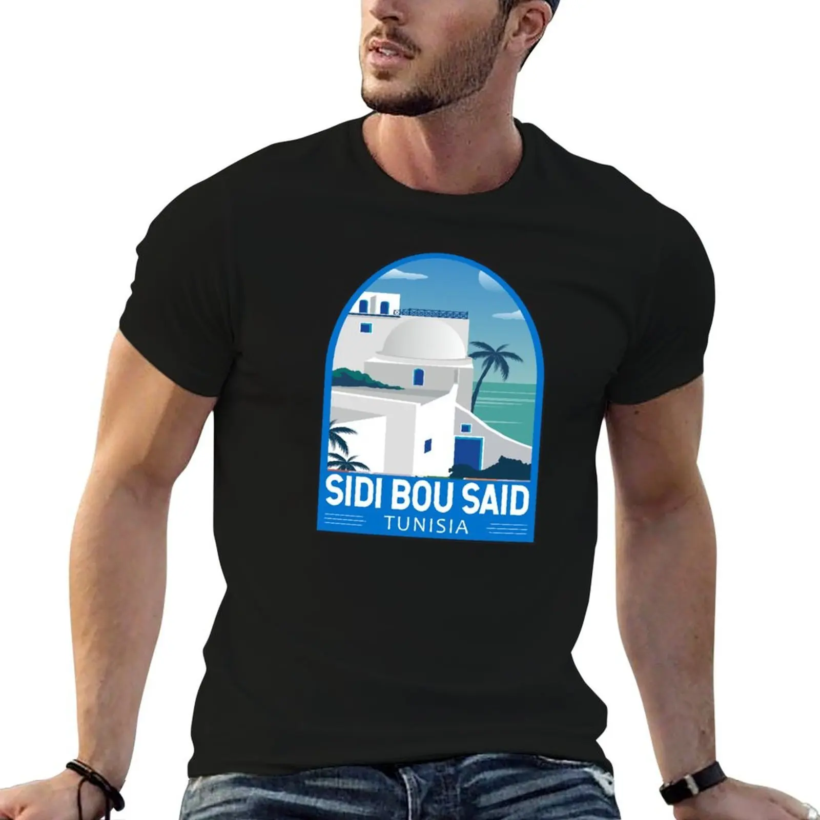 

Sidi Bou Said Tunisia Retro Emblem T-Shirt t shirts for man cotton funny t shirt for man T-Shirt