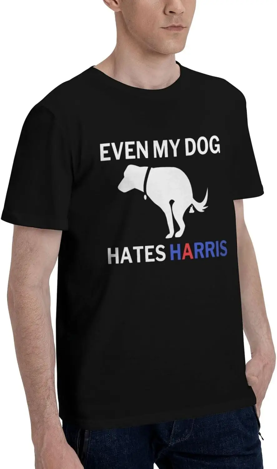 Even My Dog Hates Kamala Harris F K Kamala Harris Men's T-Shirt Classic Short Sleeve Tees Cotton Shirt