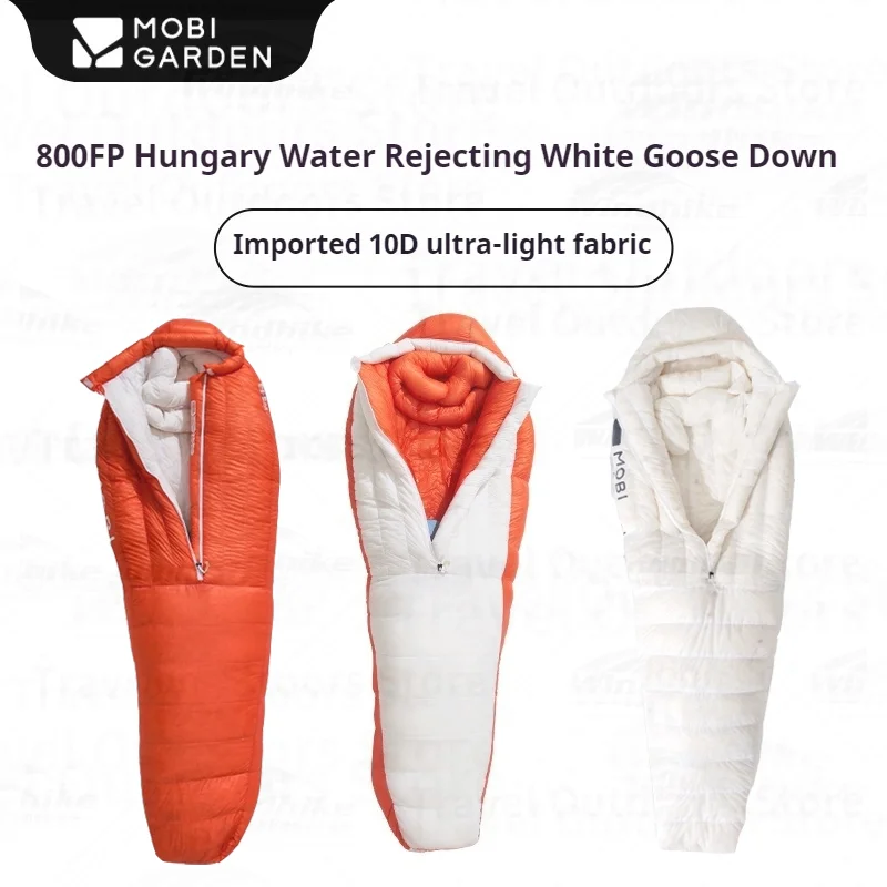 

MOBI GARDEN Sleeping Bag Winter White Goose Down Sleeping Bag Ultralight Camping Sleeping Bag Mummy 800FP Warm -18~0℃ Portable