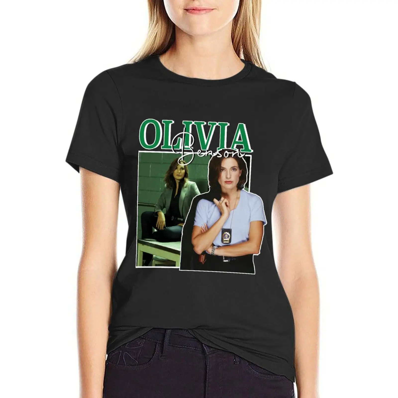 

Olivia Benson Vintage Sticker T-Shirt summer tops customs cute clothes animal prinfor fashion woman blouse 2024