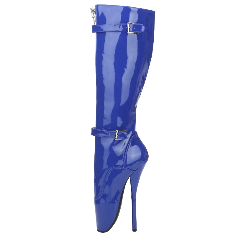 

7 Inch High Heel Knee High Ballet Boots Lock Zip Big Size36-46