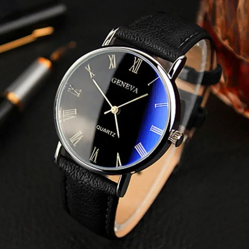 Famous Brand Men Quartz Watch Business Casual Fashion Student Trend Leather Strap Wristwatch Luxury Gift Clock Dropshipping