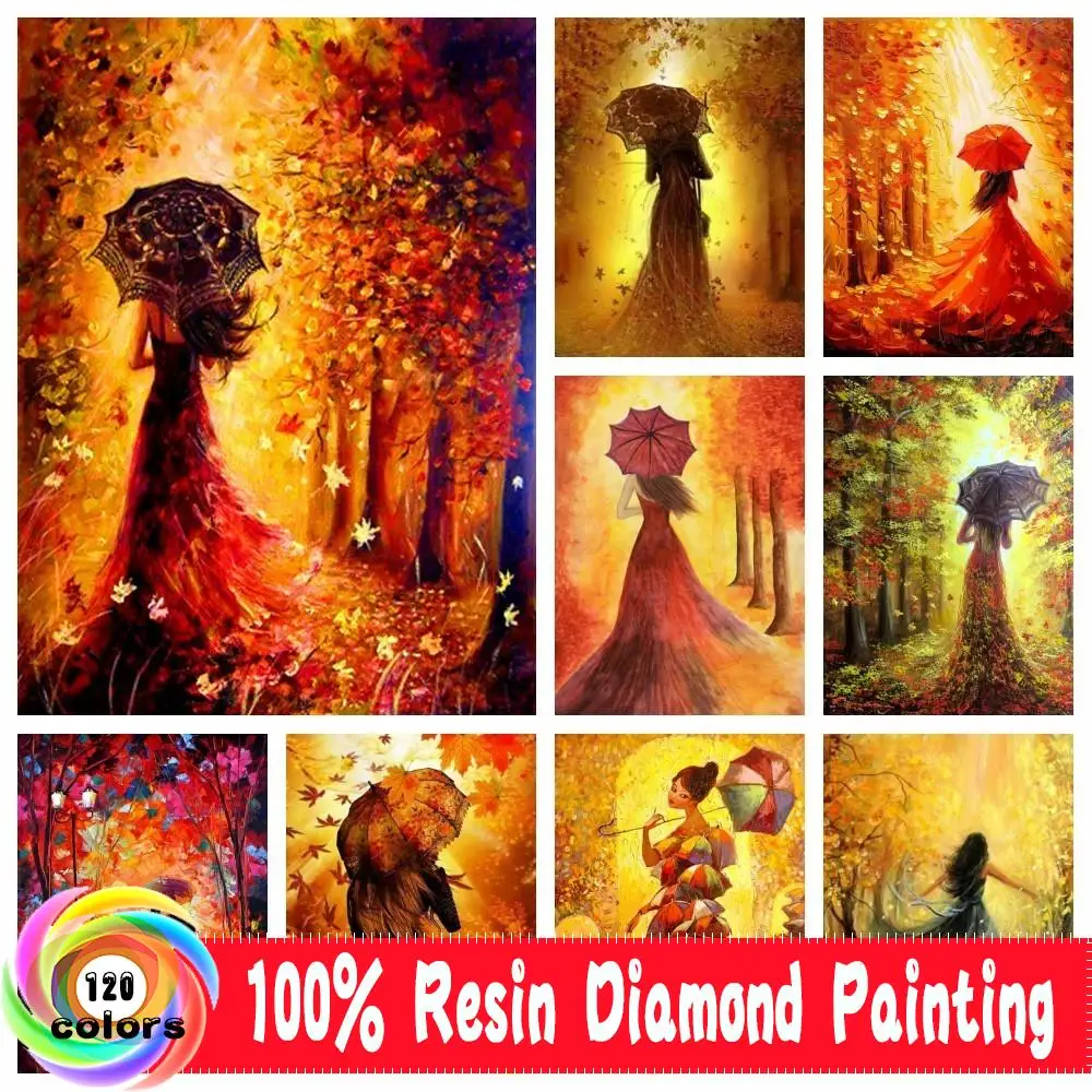 120 Color Velvet Canvas Resin Diamond Painting DIY Portrait Embroidery Woman Picture Rhinestones Mosaic Umbrella Home Decor