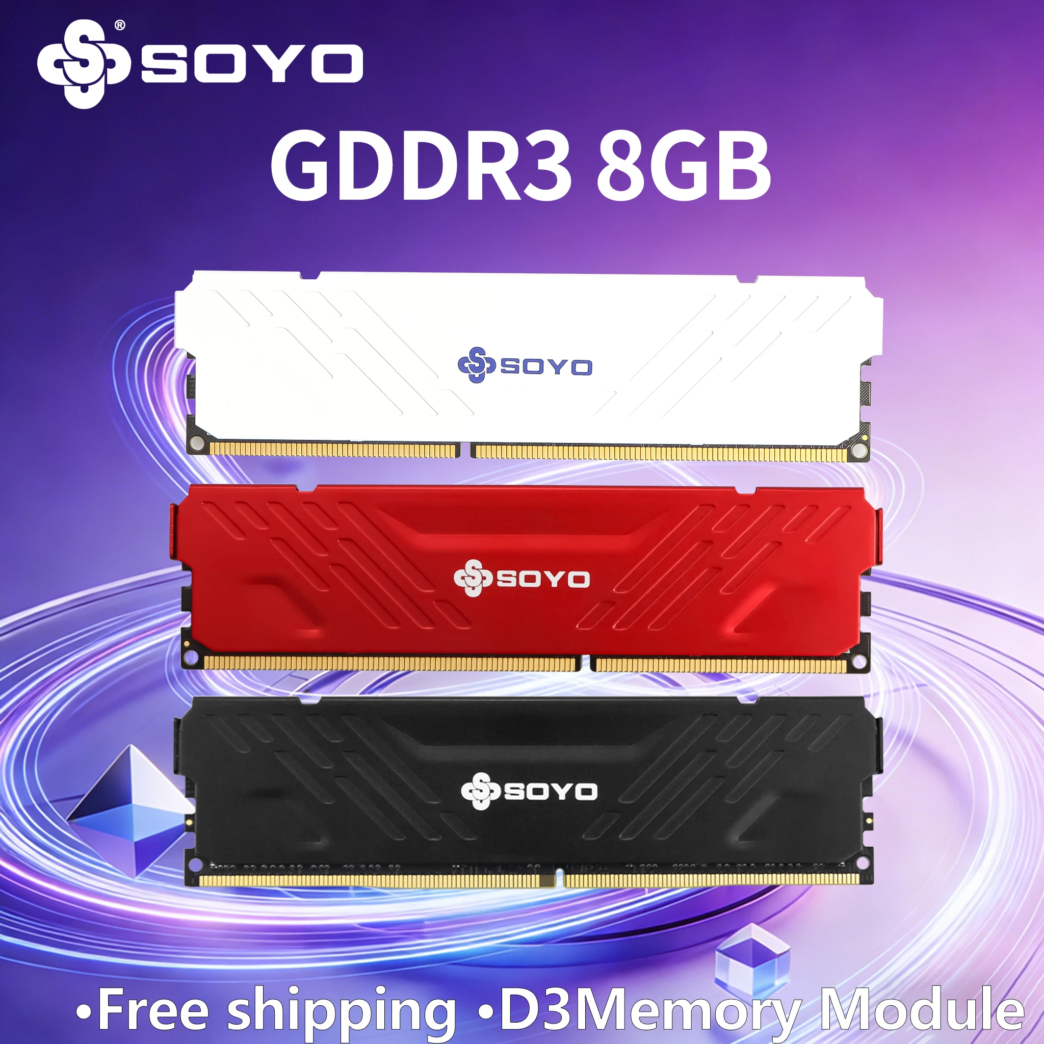 

Модуль памяти SOYO Memoria Ram DDR3 8 ГБ, 1600 МГц, DIMM, для настольных ПК, для Intel и AMD, 64-битный, 240-контактный, 1,5 В, PC3-12800, для игровых ПК