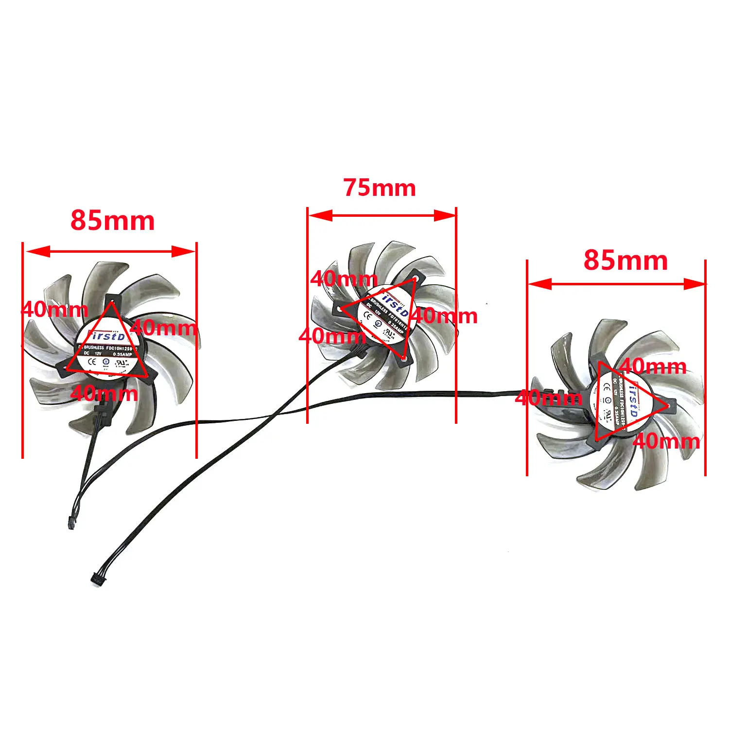 3 fans brand new 85MM 75MM 4PIN FDC10H12S9-C FD7010H12S fan suitable for Gainward RTX 2080 2070 Phoenix/GS graphics card