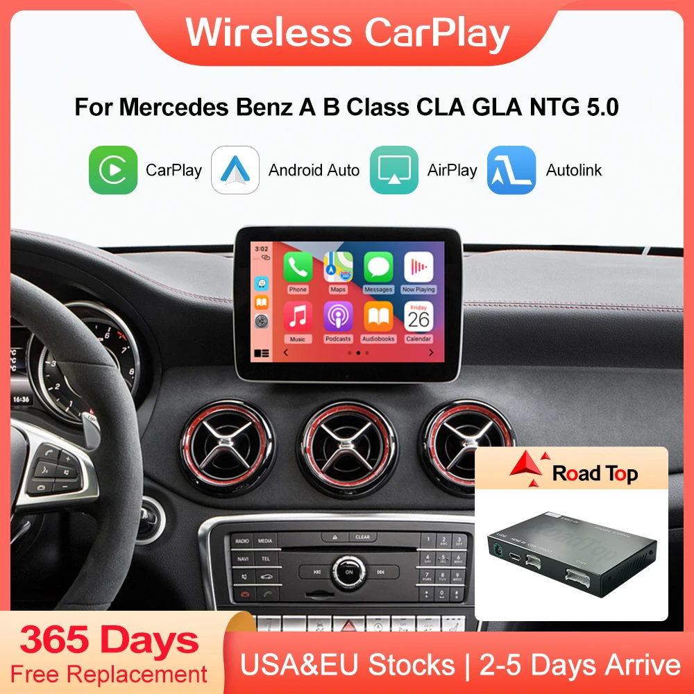 Wireless CarPlay Android Auto for Mercedes Benz A B Class W176 W246 GLA CLA 2016-2018 with Mirror Link AirPlay Car Play Function