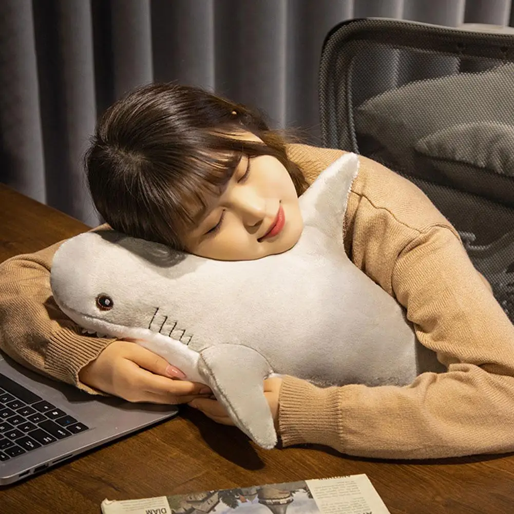 Almohada de lectura de animales de tiburón de peluche suave para regalos de cumpleaños, cojín, muñeca, regalo, alegría divertida, lindo tiburón, juguete de peluche, cojín, regalo de muñeca