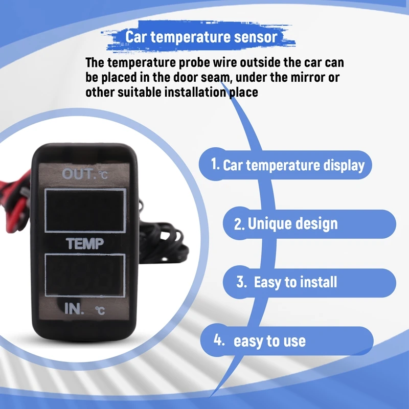 Dual Temperature Display Inside And Outside The Car Dual Temperature Sensor For Toyota Corolla Reiz Prado Prius