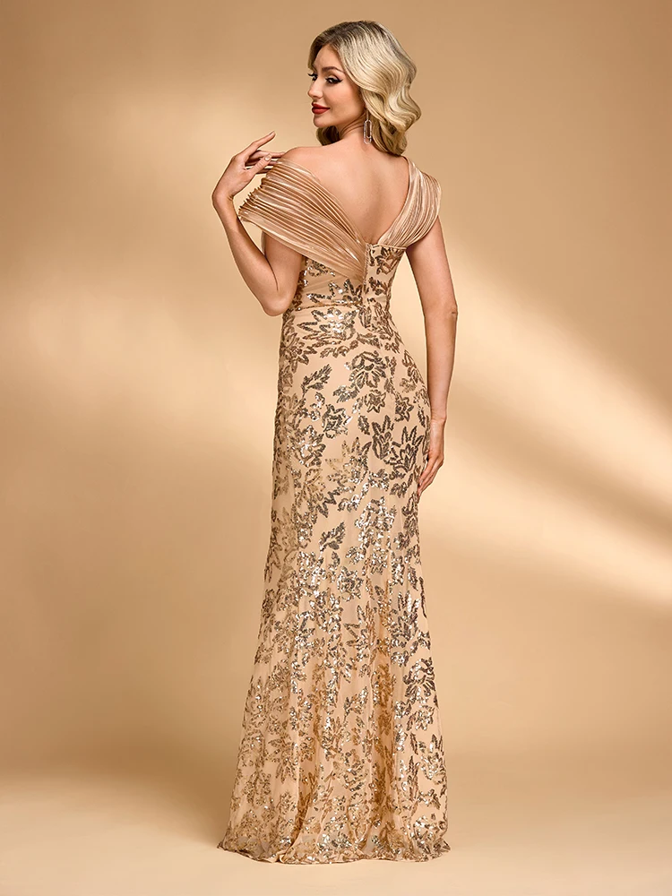 BLUEPLUM Eleganti paillettes Splicing Abiti da sera formali Sirena Prom Abiti da cocktail per feste di nozze di lusso