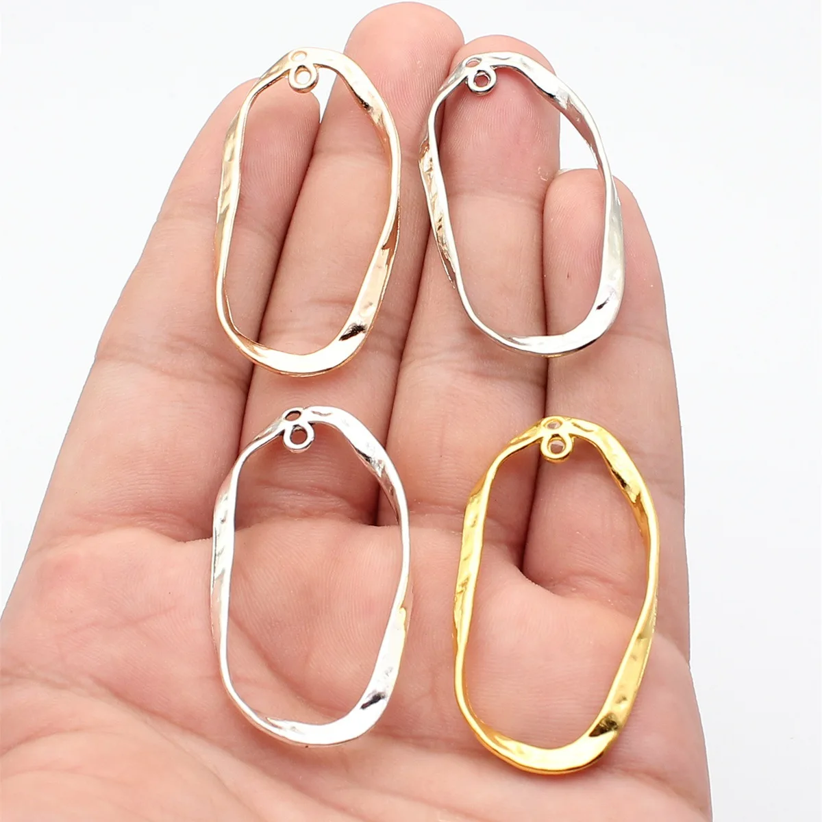 WYSIWYG 10pcs 49x26mm 4 Colors Oval Hoop Twisted Earring Connector Accessory For DIY Jewelry Making Handmade Jewelry Findings