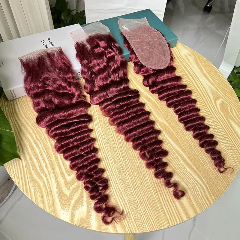 # 99J لون موجة عميقة 4x6 الدانتيل الشفاف إغلاق 100% شعر الإنسان تذوب الجلد قبل قطعها غير مرئية الدانتيل الشعر الخام الدانتيل السويسري #6