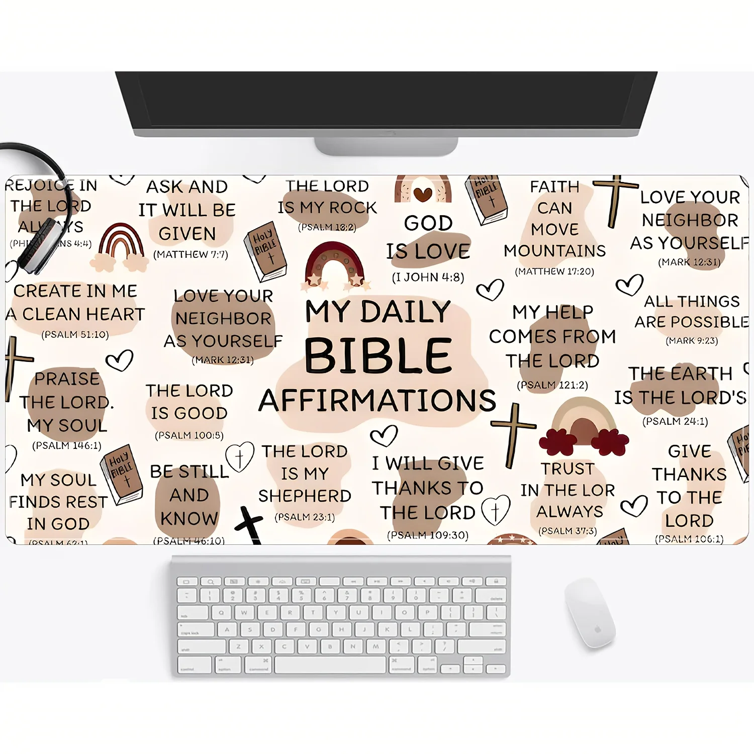 

1PC Daily Affirmation and Inspirational Quote Large Office Mouse Pad with Stitched Edges,900×400,Washable Non-Slip Keyboard Pad