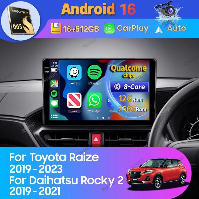 Android 16 Carplay Auto For Toyota Raize 1 2019 - 2023 For Daihatsu Rocky 2 2019 - 2021 RHD Car Radio GPS Stereo Player Video BT