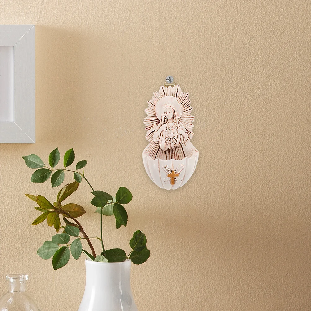 

2Pcs Resin Holy Water Font Catholic Wall Hanging Decoration Sacred Religious Font Storage Holder Wall Decor for Living Room