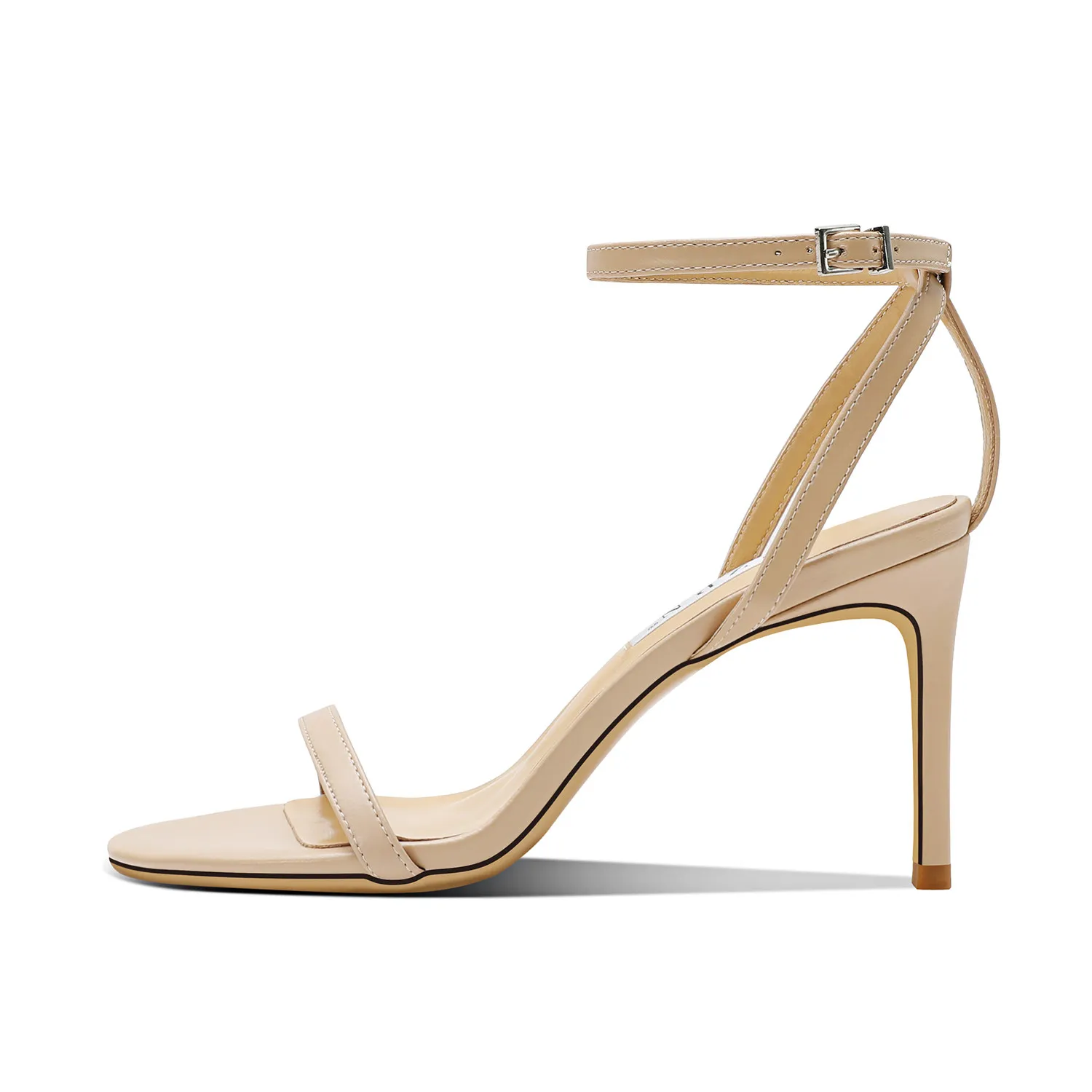 Yuejinlong 2026 Summer New Nude Single Strap Sandals Women Open Toe Sexy Elegant Soft Leather Stiletto High Heels Party Shoes