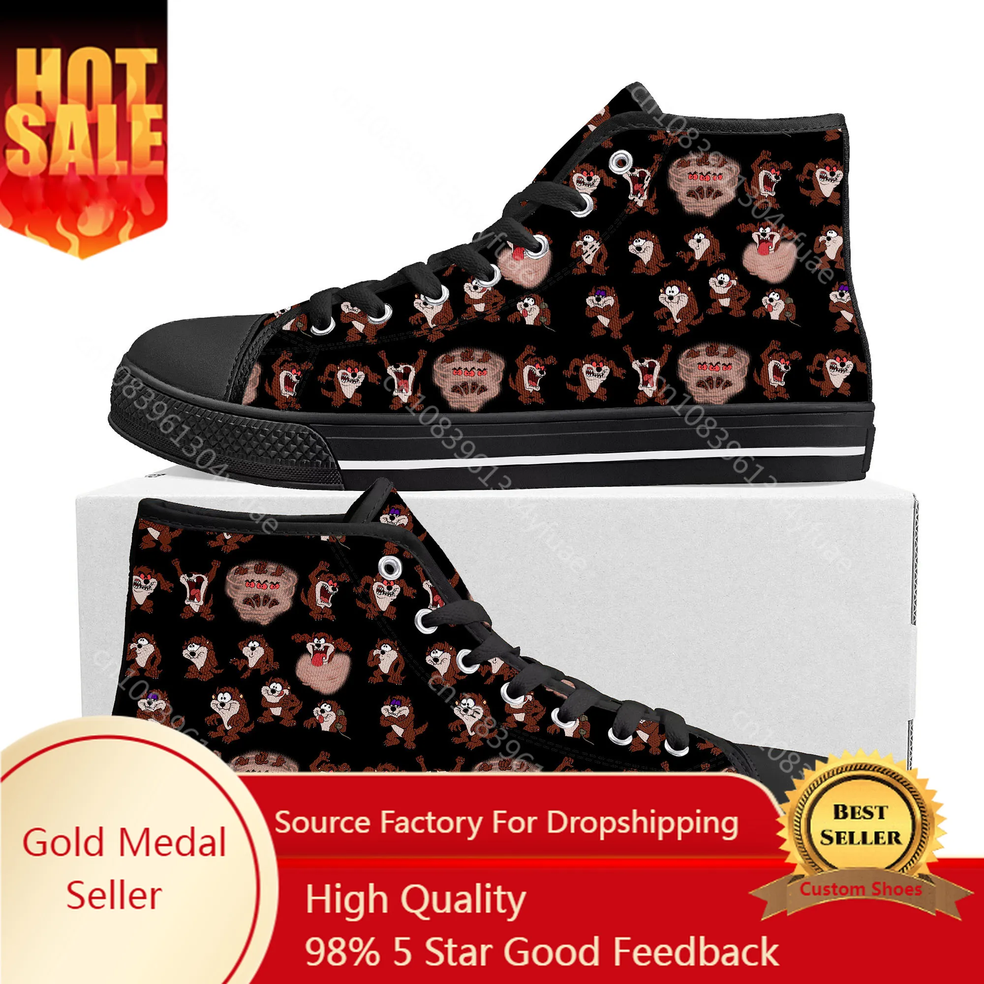 

D-Devil High Top Sneakers Mens Womens Teenager T-Tazmanian High Quality Canvas Sneaker Anime Cartoon Casual Custom Made Shoes