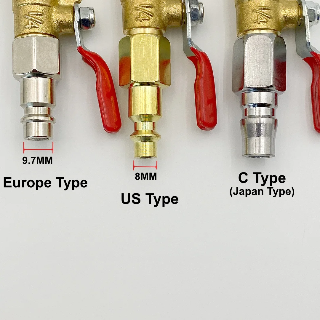 Car Tire Inflator Nozzle Lock on Tire Inflator Chuck Quick Inflation Hose Adaptor With Valve For Air Compressor EU C-Type And US
