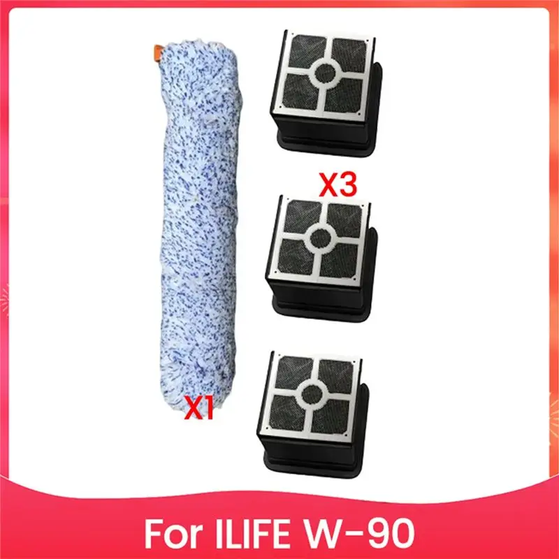 same-day-ship-4pcs-roller-brush-and-filter-accessory-kit-for-ilife-w90-floor-scrubber-spare-parts