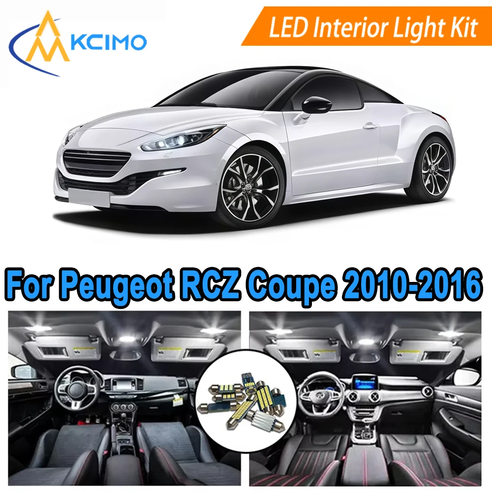 

Car Interior Lights For Peugeot RCZ Coupe 2010-2016 Super Bright 6000K Cool White/Blue LED Bulbs Easy Installation Dome Lights
