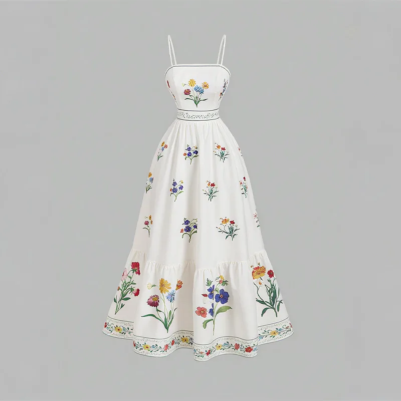 

Women Elegant A Line Maxi Dress Sleeveless Backless Backless Halter Robes Floral Printed Vestidos 2025 New Lady Vacation Dresses