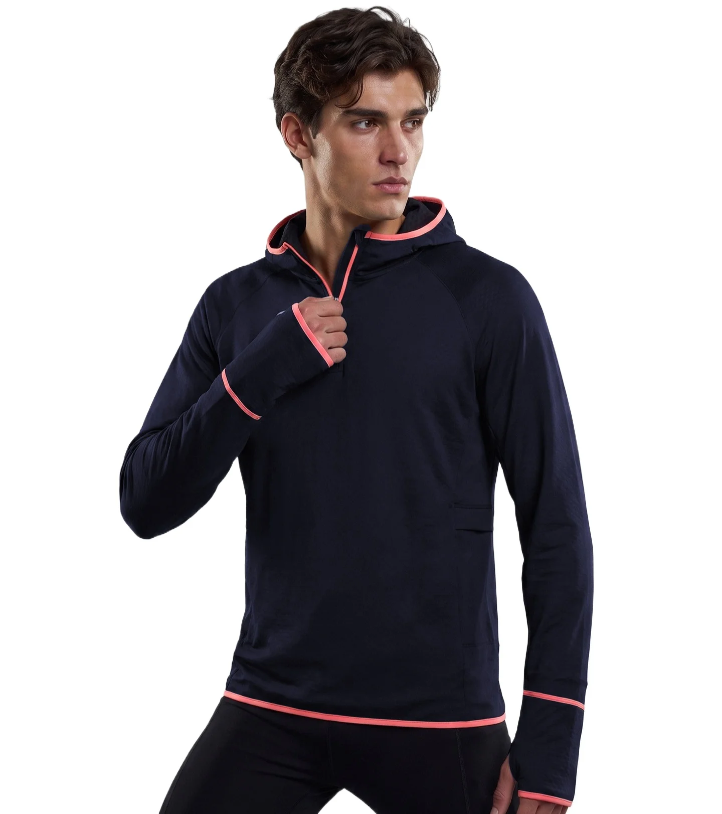 Long-sleeved Hoodies Fleece Running Sweater Men's Sweatshirt Sports Hooded Gym Workout Tops Men Women Windproof Man Active Wear