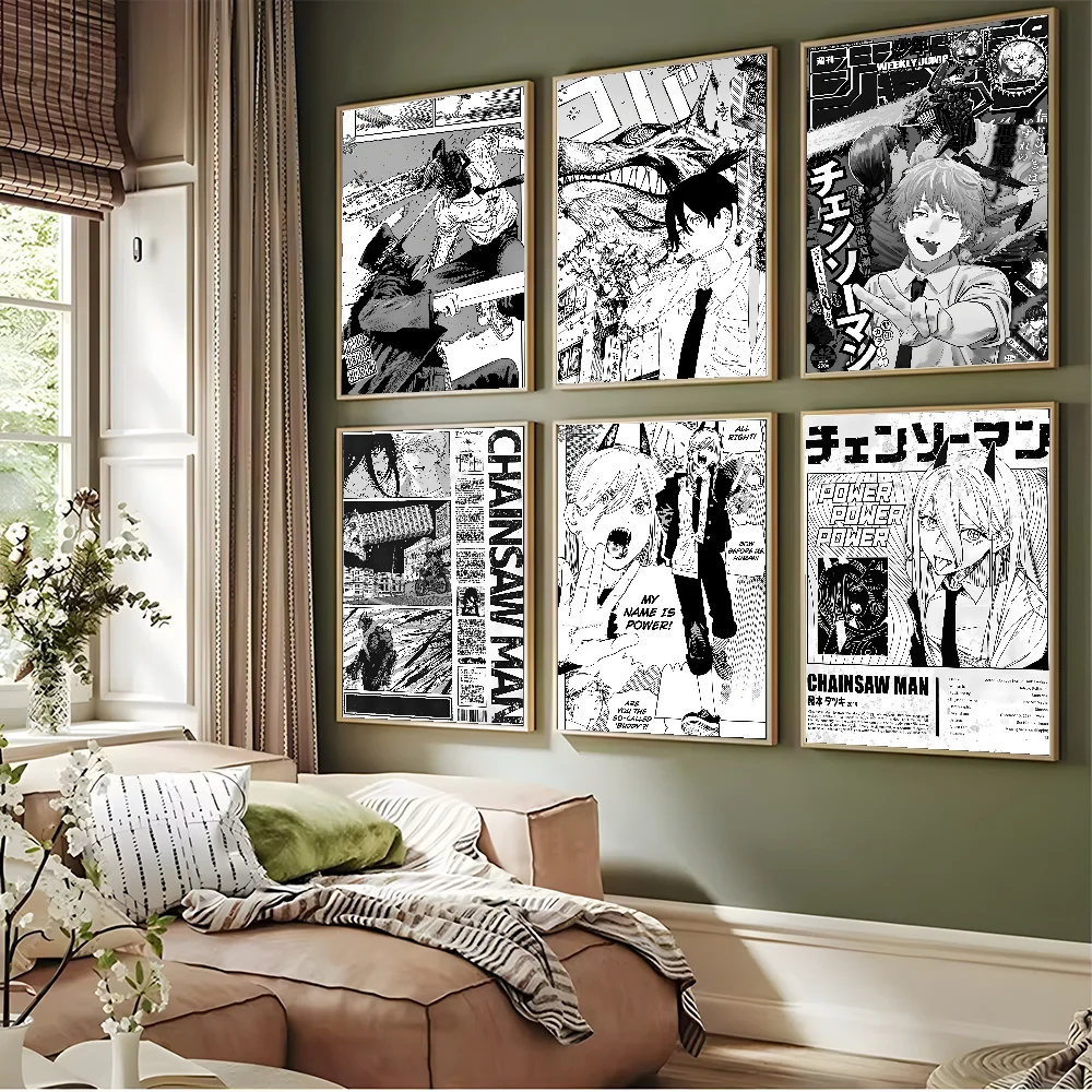 Klassisches Anime C-Chainsaw M-Man Poster, hochwertiger Druck, wasserfester Wandaufkleber für Bar, Wohnzimmer, Dekoration, Geschenk