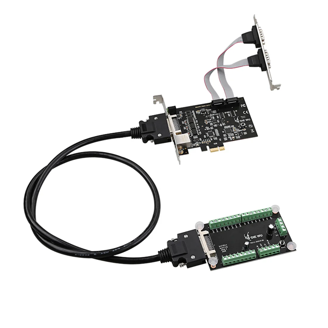 

DIEWU EtherCAT Bus Motion Control Card 100Mbps Universal PCI-E Master Card with 1x RJ45 Dual RS232 Serial Ports Adapter