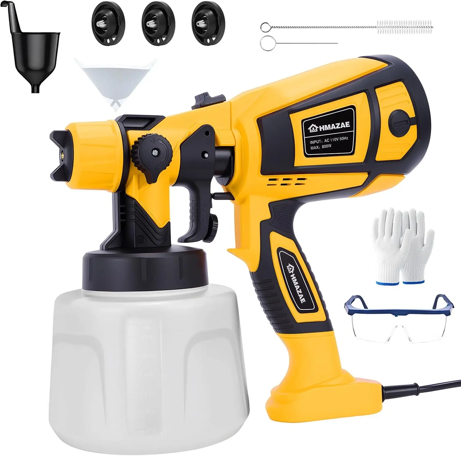 

Электрический распылитель краски HVLP мощностью 800 Вт с 3 насадками, контейнер 1400 мл для домашних покрасочных проектов