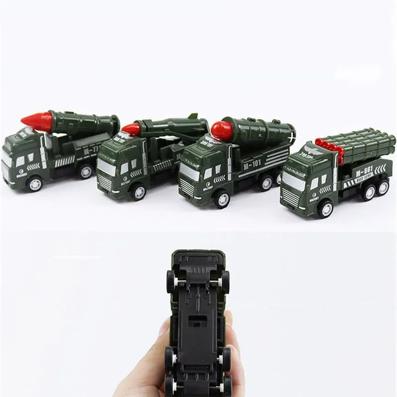4 pièces tirer vers l'arrière voiture inertie modèles de voiture militaire Simulation véhicule d'ingénierie garçons jouets enfants cadeau voitures éducatives enfants