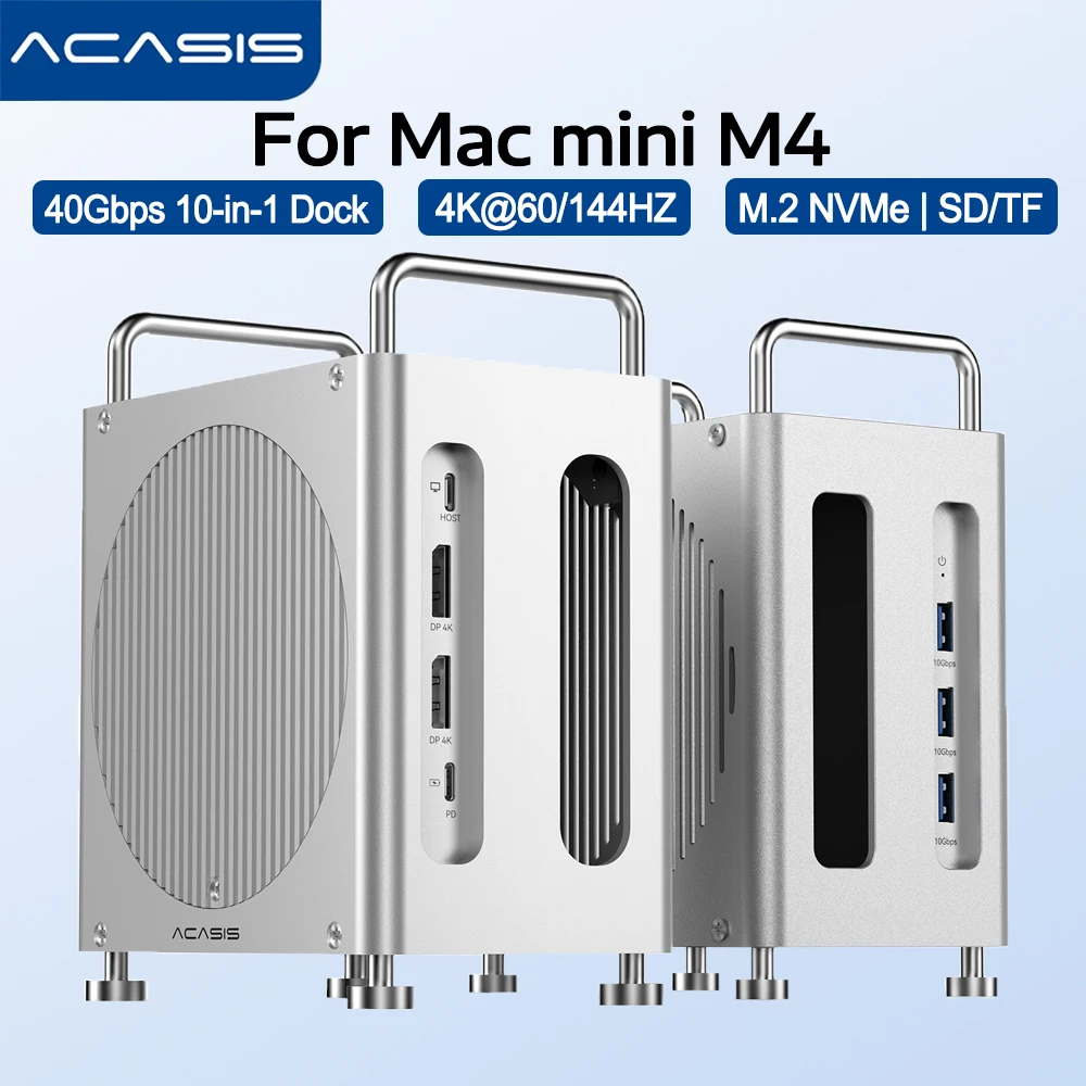 

ACASIS 40Gbps Mac mini M4 Dock with M.2 NVMe SSD Enclosure for Mac mini M4 Pro Docking Station with DP 4K60Hz 3XUSB-A SD/TF4.0