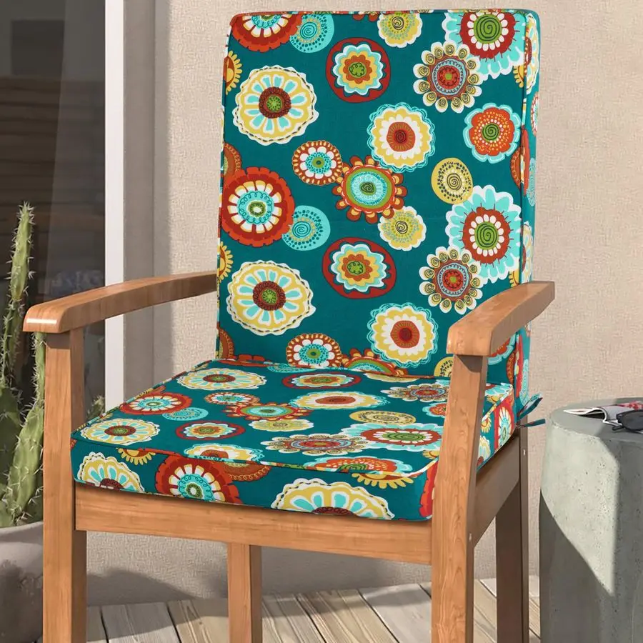 

Подушка для квадратного углового кресла с высокой спинкой для улицы и дома, водонепроницаемая, с ручками и завязками, для сада, балкона, патио, пляжа, бассейна