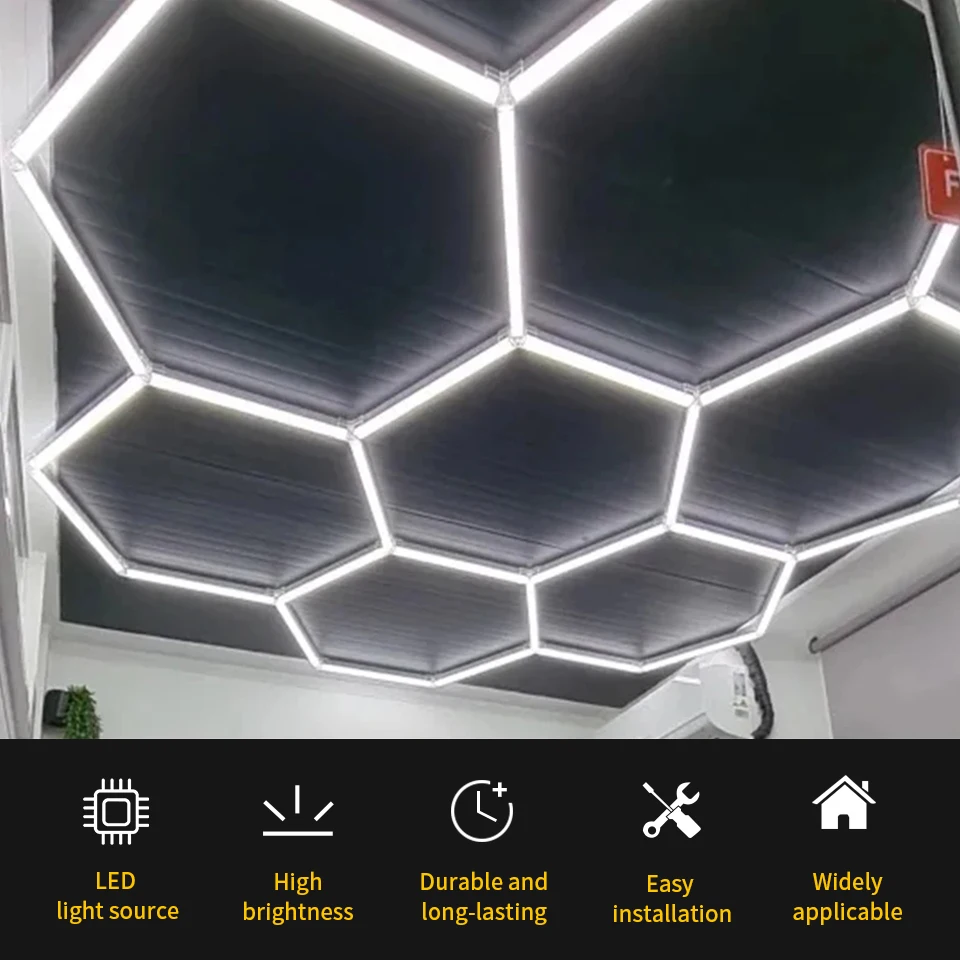 

Ultra-Bright Honeycomb Garage Lights Hexagonal LED Lights AC 85-265V 440mm Suitable For Garage Roof Display Office Bar