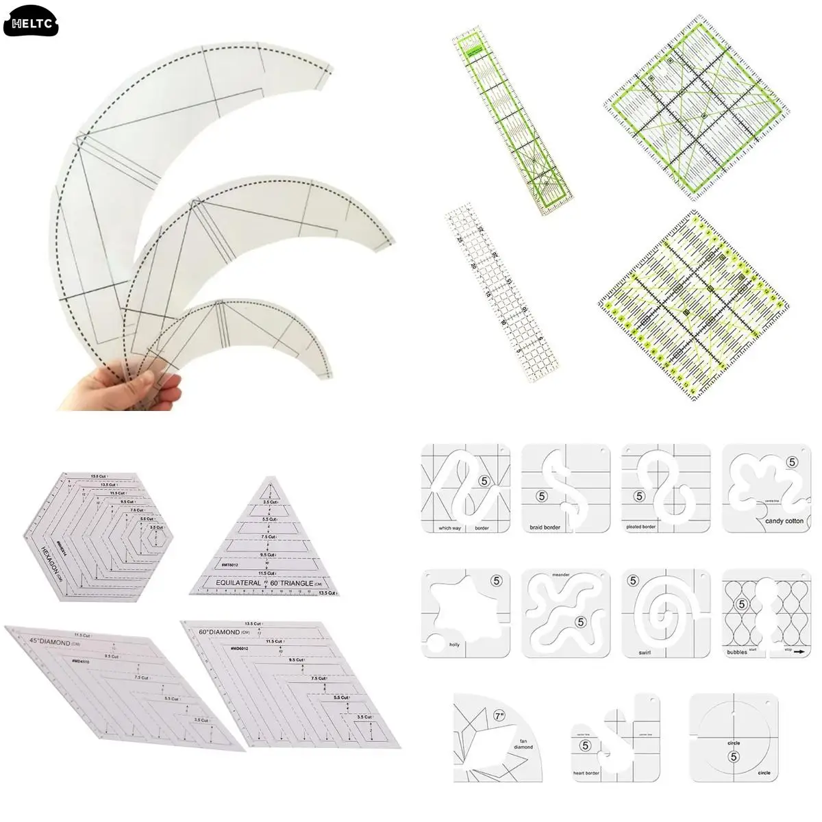 1*Table Mat Patchwork Ruler Braided Twist Template Acrylic Sewing Ruler For Garment Proofing Multi-function Quilting Ruler Style