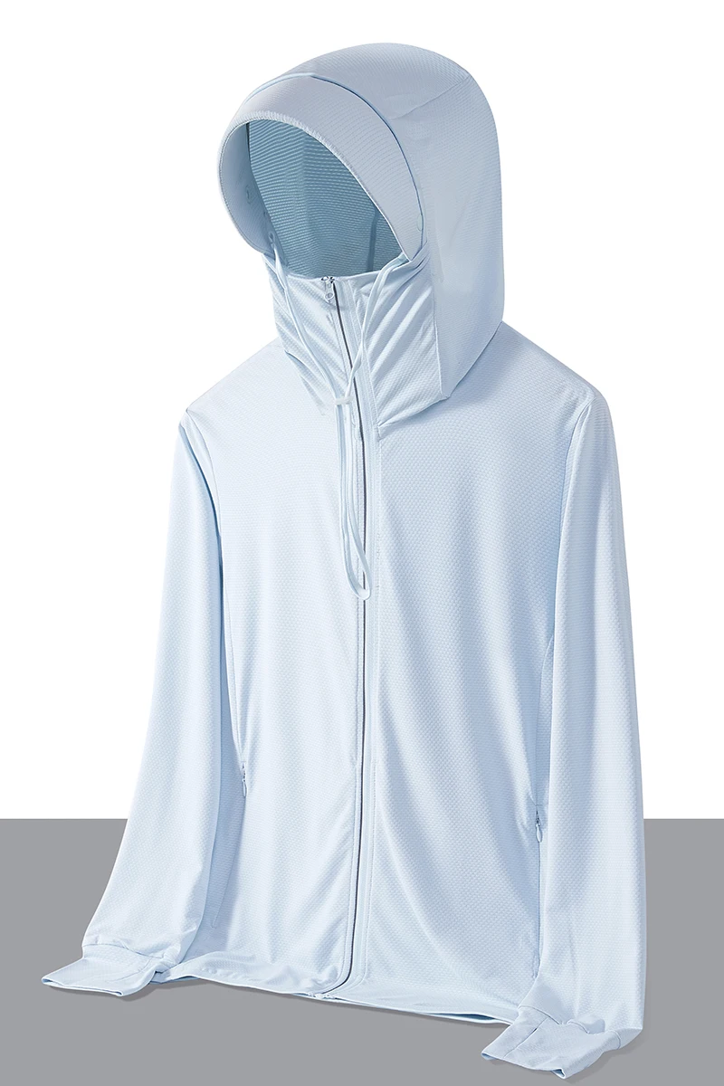 Women Men UV Protection Sun Protection Jacket Hooded Full Face Cover Ice Silk Breathable Long Sleeve Outdoor Fishing Cycling Sum