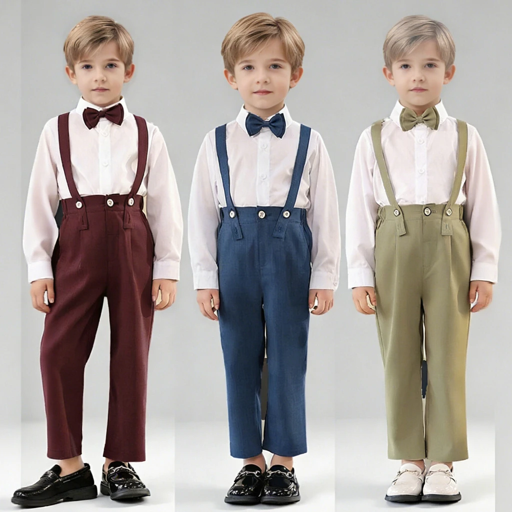 

Toddler Birthday Tuxedo Outfit Summer British Style Boys Wedding Suit Set White Elegant Kids Choir Performance Formal Wear 6 8 Y