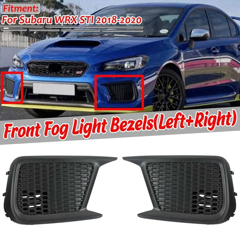 Front Bumper Fog Light Grille Lamp Grill Bezels Cover For Subaru WRX STI 2018-2020