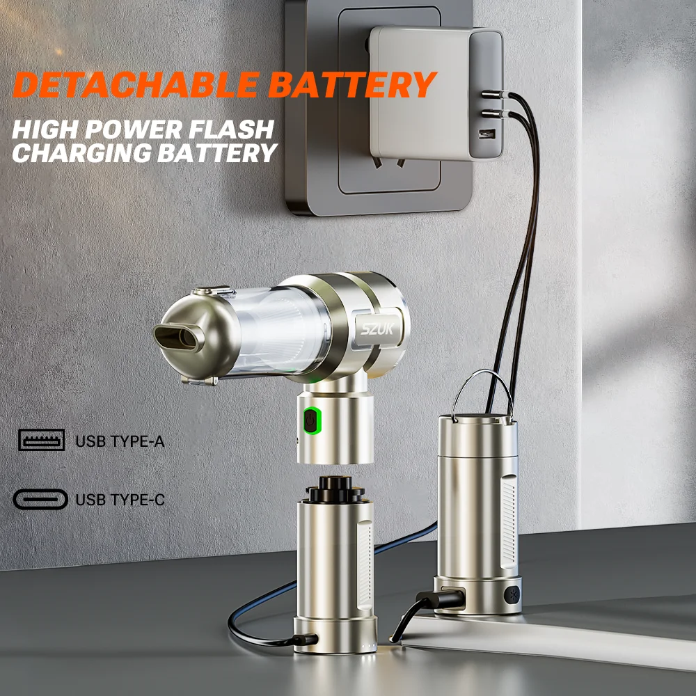SZUK New Car Vacuum Cleaner Multi Powerful Handheld Portable Cleaning Machine with LED Light Mini Blower Wireless Vacuum Cleaner - Image 6