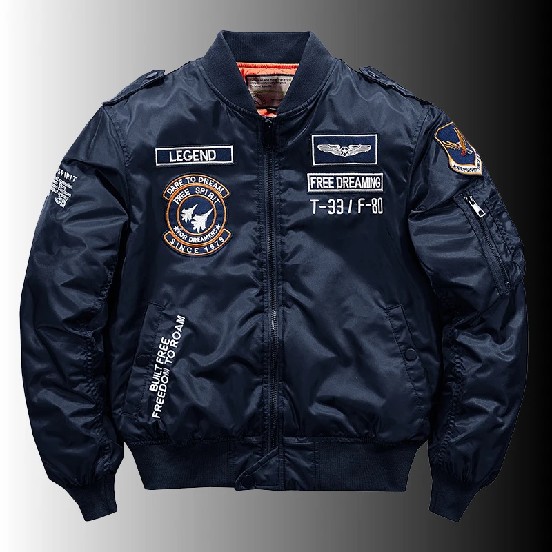 Algodão quente grosso para baixo Parka masculino, jaqueta piloto aviador, jaquetas bombardeiro de beisebol, casaco masculino motocicleta, Hip Hop, M-5XL, inverno