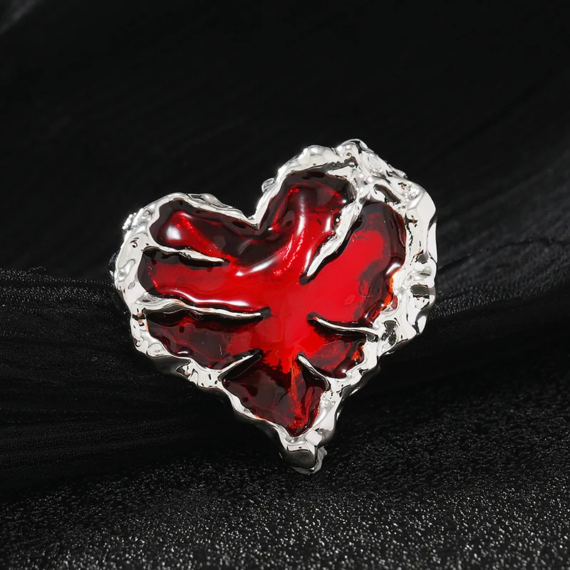 Gothic Irregular Red Thorns Heart Rings Punk Dark Heart Ghost Claw Ring Goth Red Love Adjustable Rings Jewelry Party