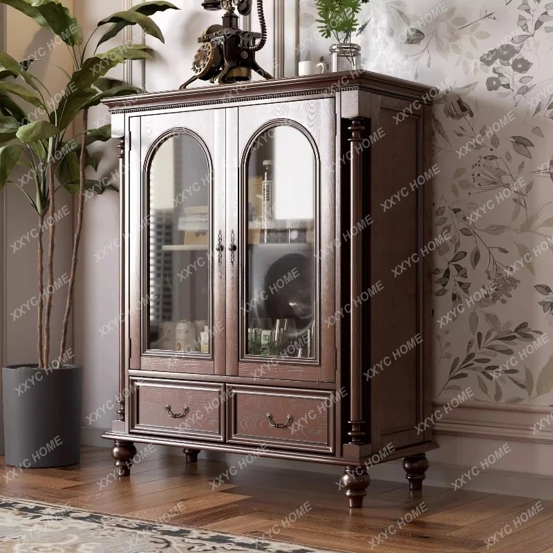 

L 、 rural solid wood retro side cabinet small apartment kitchen locker