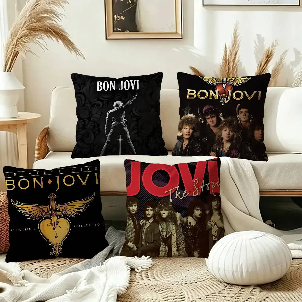 Hot Rock Band B-Bon Jovies Cushion Cover Pillow Cover Decor Pillowcase Printed Cushion Case for Couch