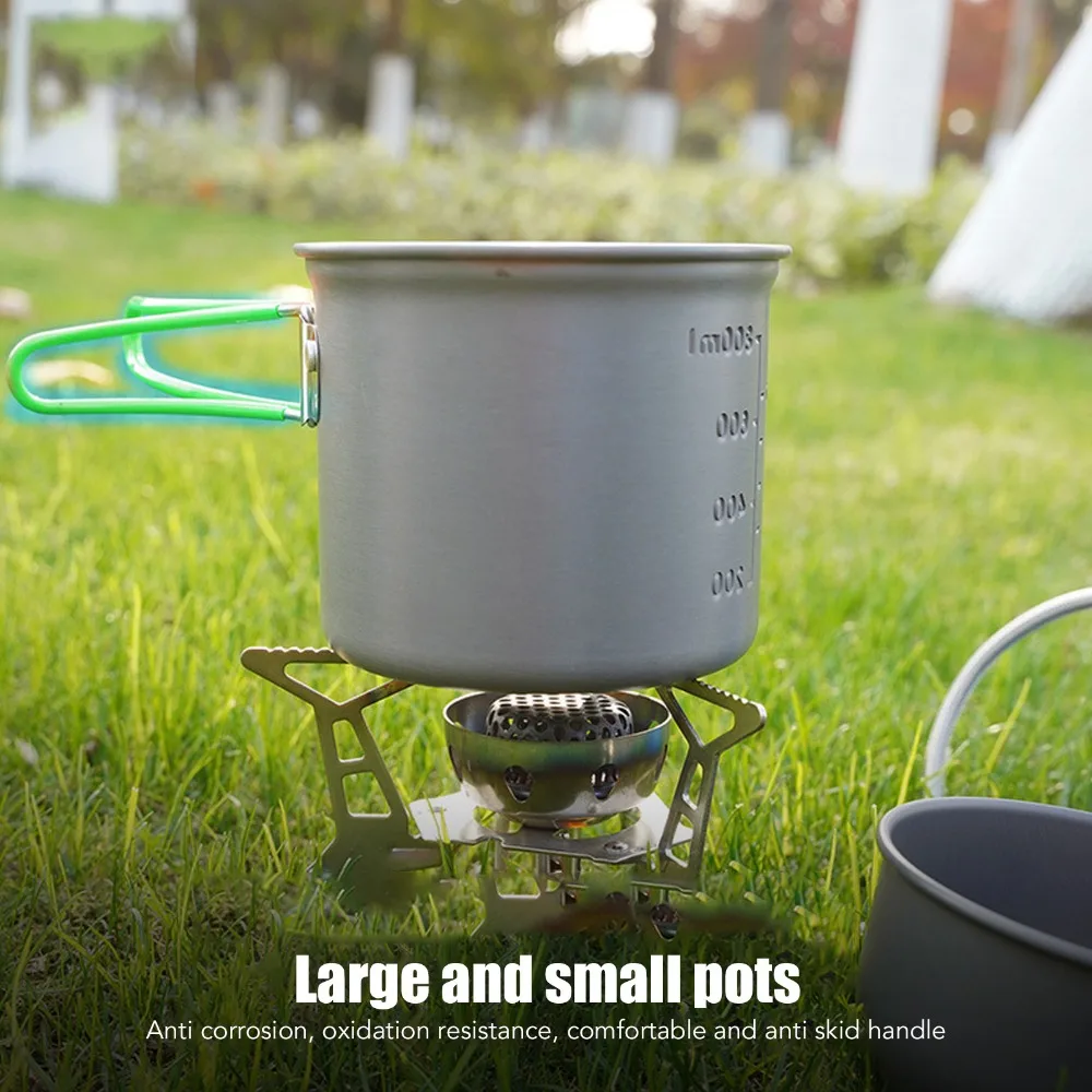 

Alumine Camping Cooking Set With Handle Lightweight Portable Stove Pot Set Portable High-Efficiency Camping Cookware Set Outdoor