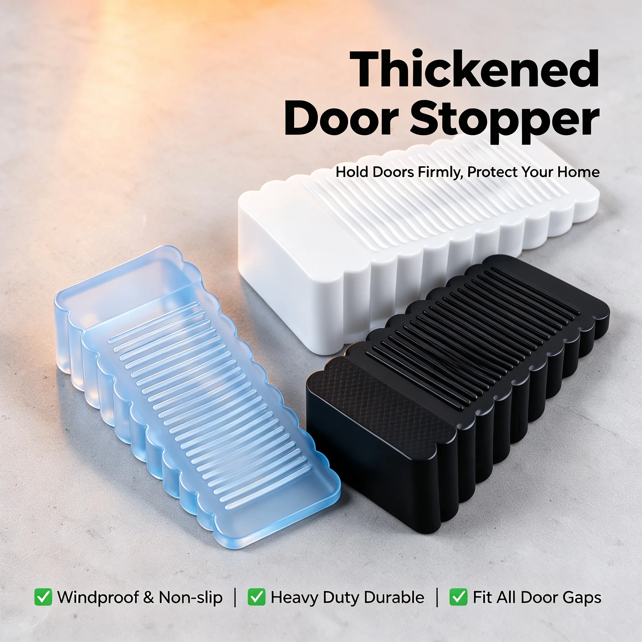 No-Drill Door Stopper Retainer Block Safety Silicone Rubber Wedge Impact Proof for Interior Home Office Door Accessories
