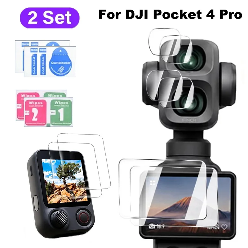 Protetor de Tela de Vidro Temperado 9H HD Anti-Risco e Anti-Impressão Digital para Acessórios de Câmera Gimbal DJI Osmo Pocket 4 Pro