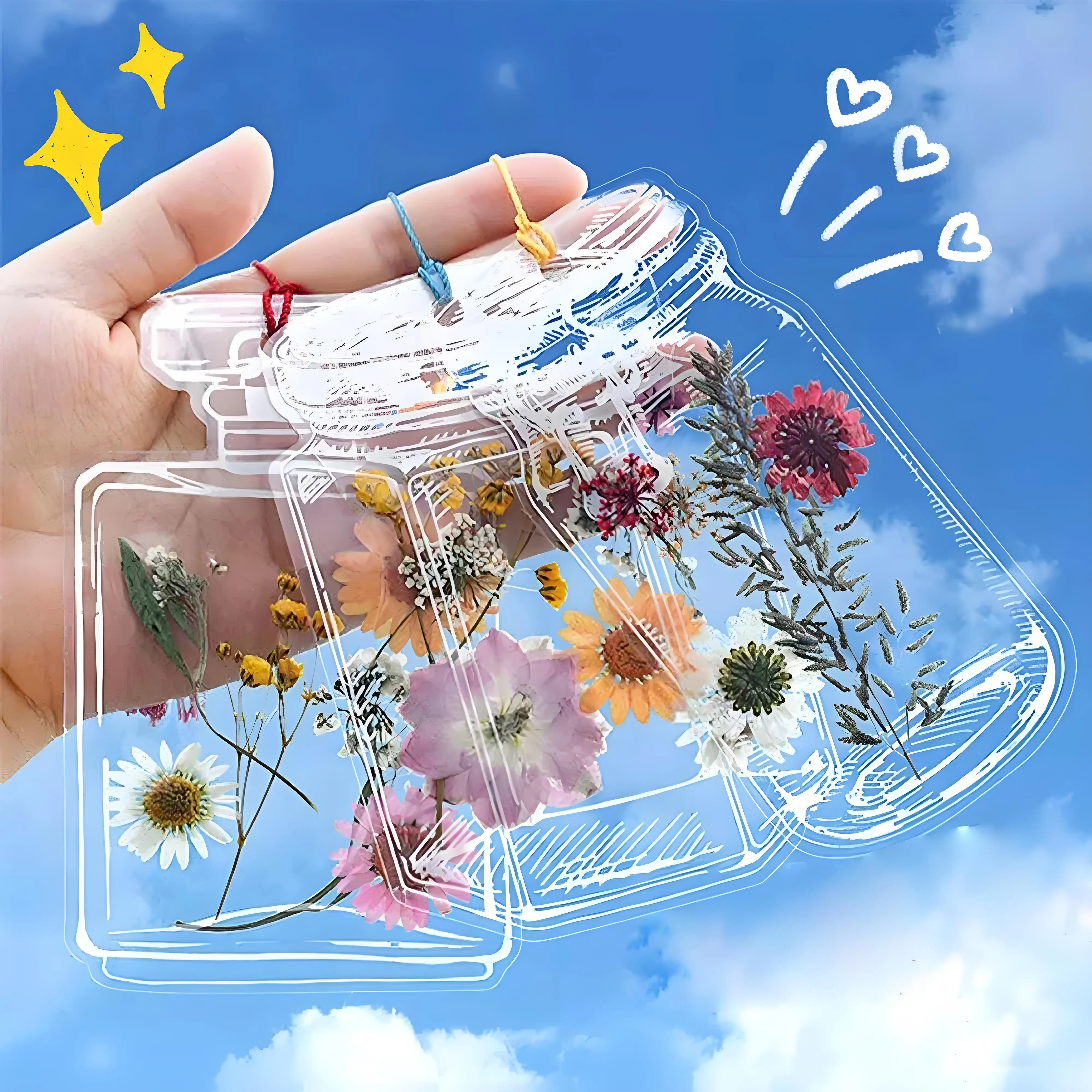 

20PCS/Pack Transparent Dried Flower Bookmark DIY Handmade Book Marks Flower Page Clips Scrapbook Planner Sticker Material