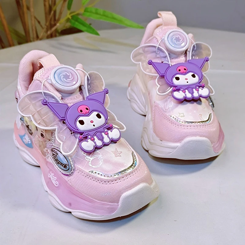 

Children Kuromi Kawaii Sanrio Anime Sports Causal Shoes Cute Cartoon Light Board Sneakers Lovely Toys Gifts for Kids